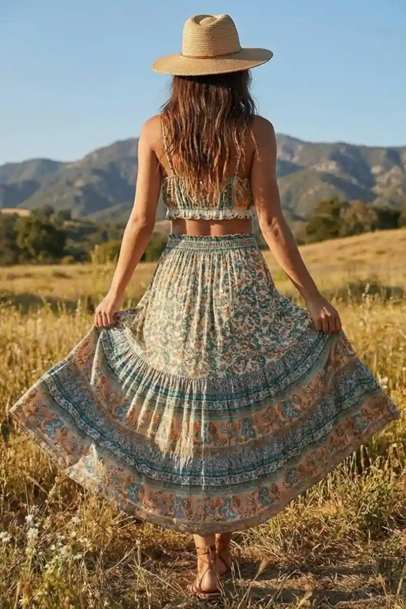 High Waist Boho Maxi Skirt