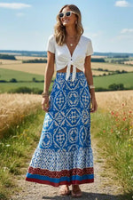 High Waist Boho Print Long Skirt