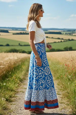 High Waist Boho Print Long Skirt