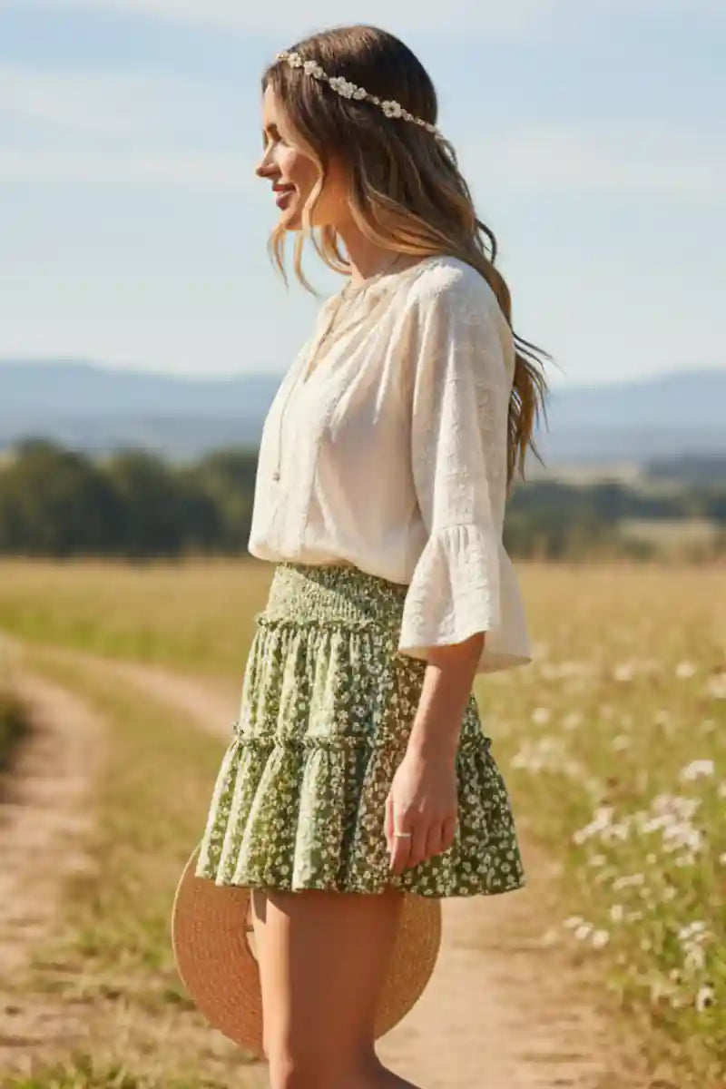 High Waist Elastic Boho Skirt