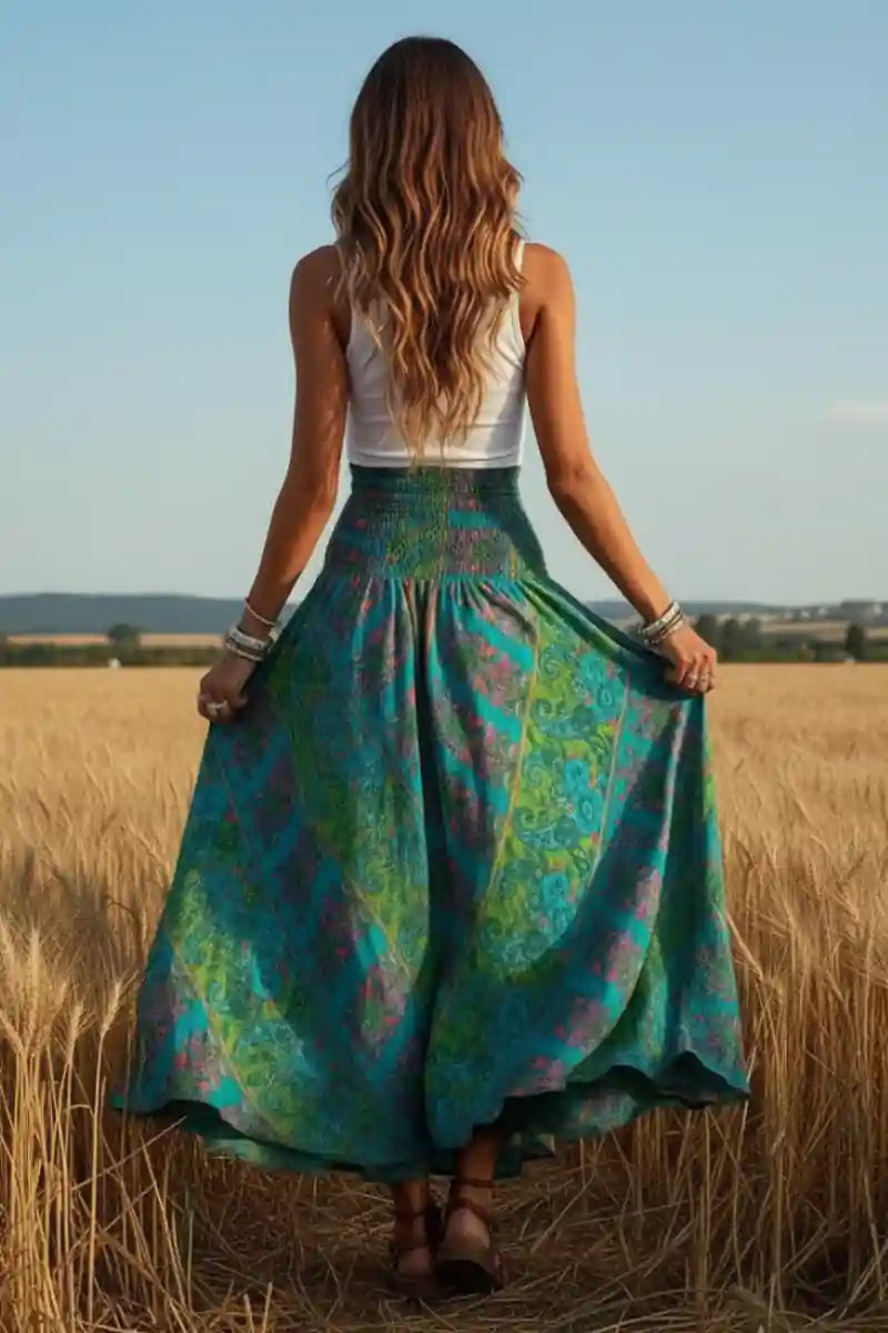 High Waist Loose Boho Long Skirt