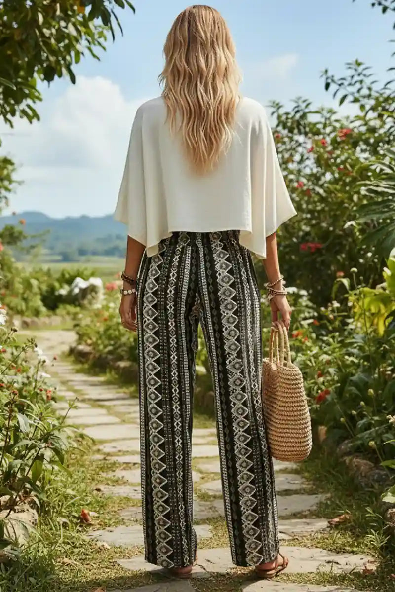 High Waisted Boho Palazzo Pants