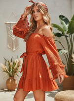 Hippie Bohemian Mini Dress in Red