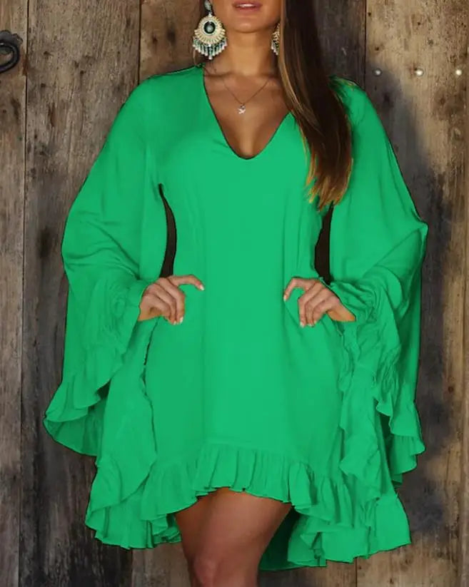 Hippie Mini Boho Dress with ruffles