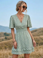 Hippie Mini Dress in Green