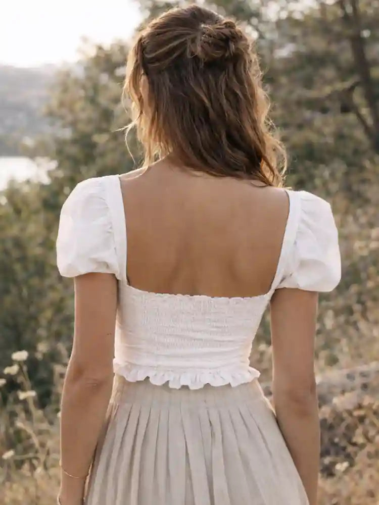 Hippie White Crop Top