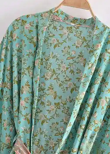 Kimono Boho Chic Green Floral