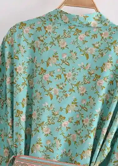 Kimono Boho Chic Green Floral