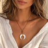 Leather Boho Necklace - Ox Horn Pendant