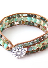 Leather Wrap Boho Bracelet - Natural Stone