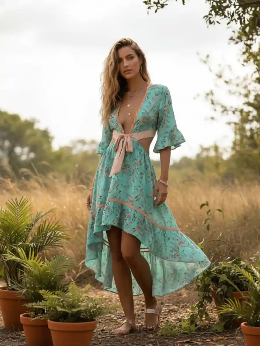 Light Green Boho Dress
