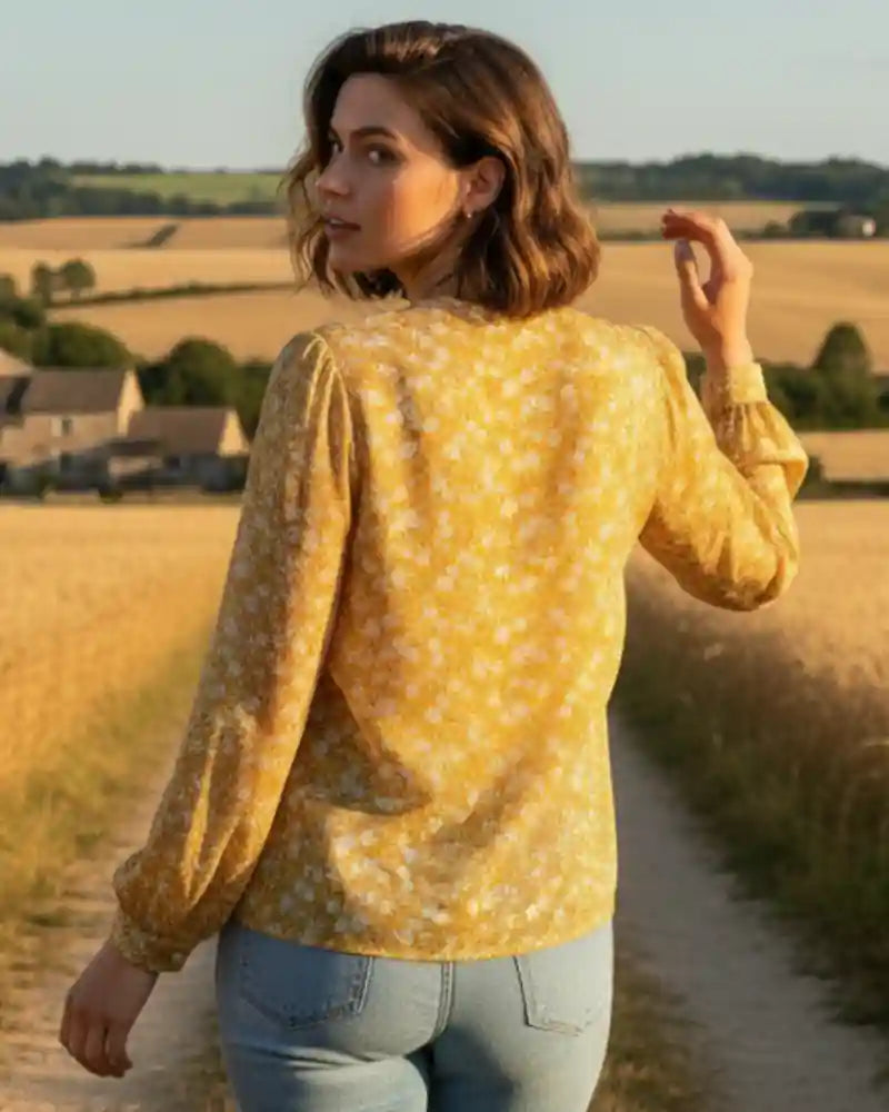 Lightweight Mustard Bohemian Blouse