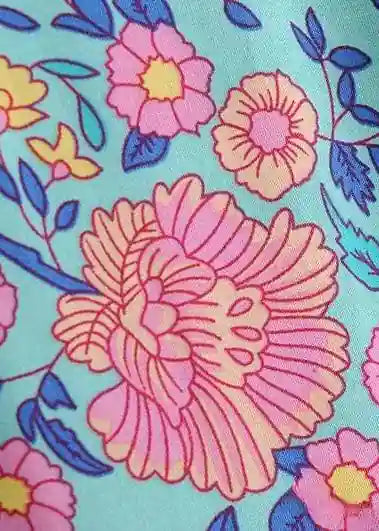Long Blue Floral Boho Chic Kimono