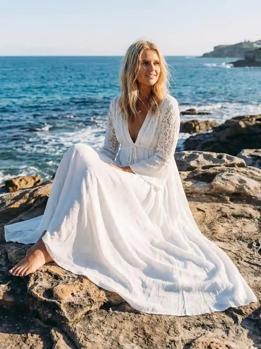Gypsy White Boho Dress Long Bohemian Hippie White Dress Boho Mood Bobo Mood Gypsy White Boho Dress Long Bohemian Hippie White Dress Boho Mood Bobo Mood