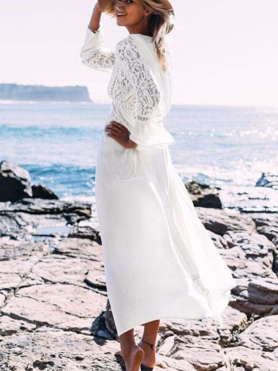 Long Bohemian / Hippie White Dress