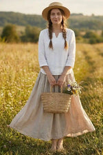 Long Boho Flared Skirt Unicolored