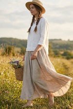 Long Boho Flared Skirt Unicolored