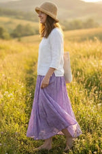 Long Boho Flared Skirt Unicolored