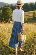 Long Boho Flared Skirt Unicolored