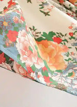 Long Boho Kimono White decorated with flowers