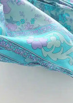 Long Boho Kimono for women Blue Floral