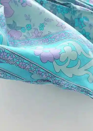 Long Boho Kimono for women Blue Floral