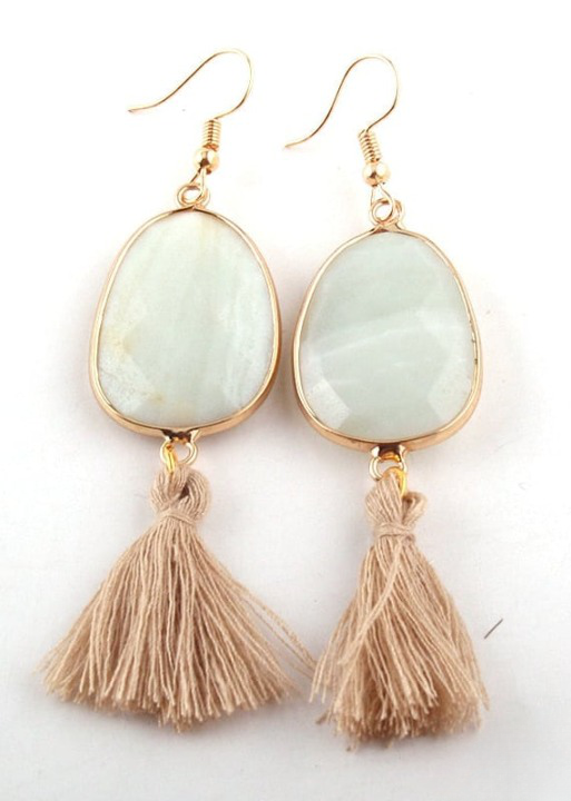 Long Boho Necklace - Pompom Pendant