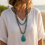 Long Boho Necklace Natural Stone