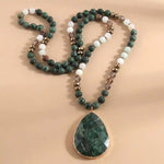 Long Boho Necklace Natural Stone