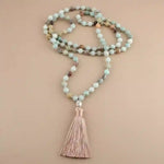 Long Boho Necklace Pompom Pendant