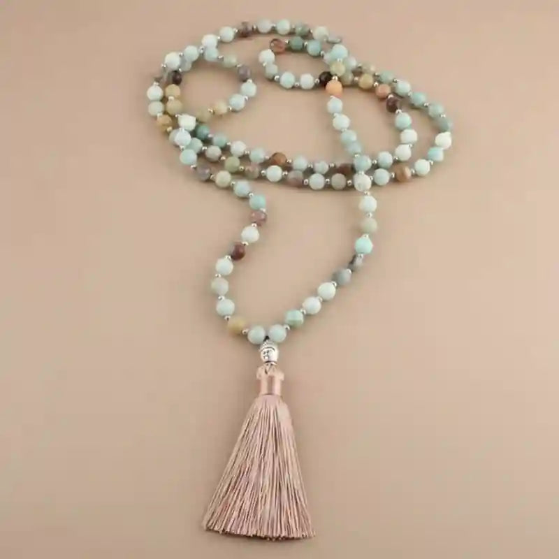 Long Boho Necklace Pompom Pendant