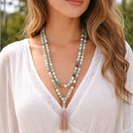 Long Boho Necklace Pompom Pendant