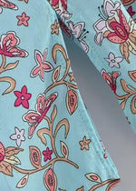 Long Boho Summer Kimono Blue floral print