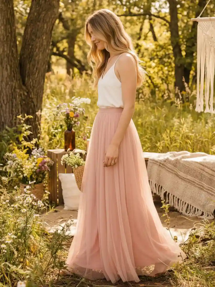 Long Boho Tulle Dress