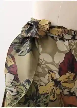 Long Boho wrap Skirt straight, tropical green floral pattern