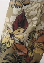 Long Boho wrap Skirt straight, tropical green floral pattern