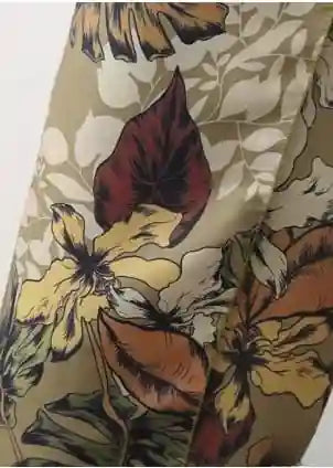 Long Boho wrap Skirt straight, tropical green floral pattern