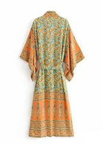 Long Floral Boho Kimono Flared Sleeves