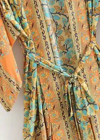 Long Floral Boho Kimono Flared Sleeves