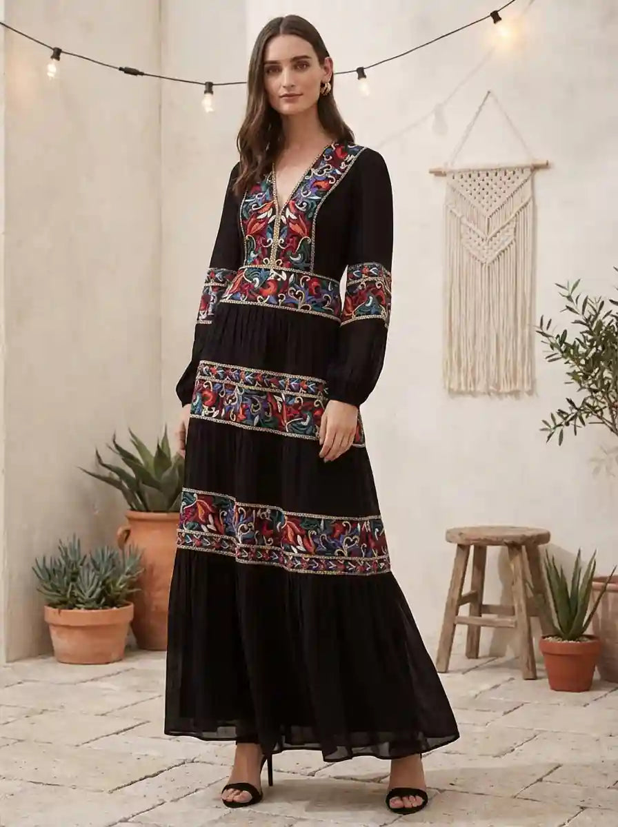 Long Gypsy Dress in Black