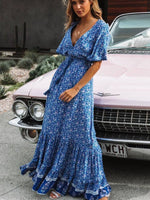 Long Hippie Chic Dress in Blue