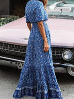 Long Hippie Chic Dress in Blue