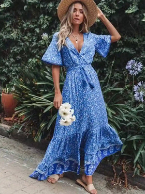 blue hippie dress Long Chic in Size:US 8-8.5 / EU 39