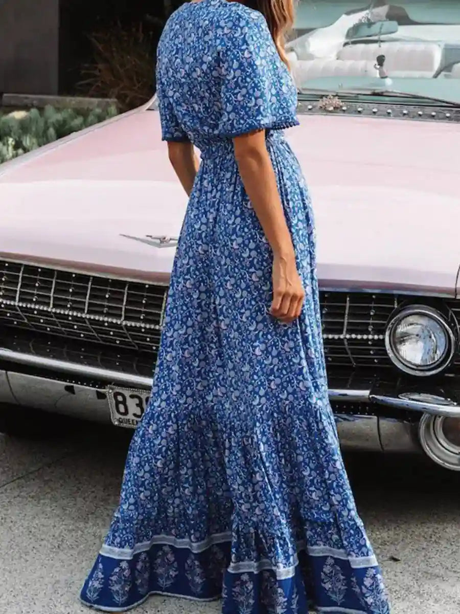 Long Hippie Chic Dress in Blue