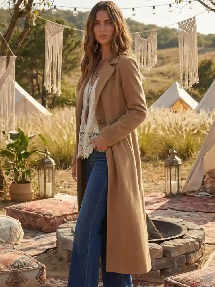 Long Jacket Boho Cashmere double-faced