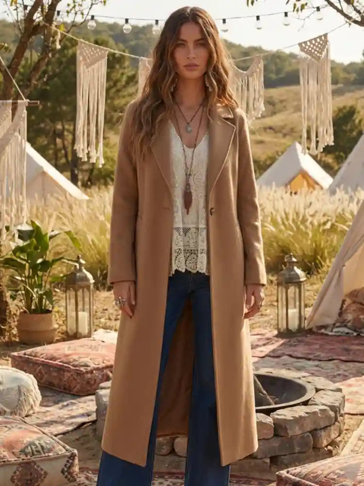 Long Jacket Boho Cashmere double-faced