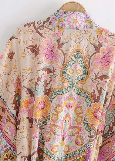 Long Stylish Floral Boho Kimono
