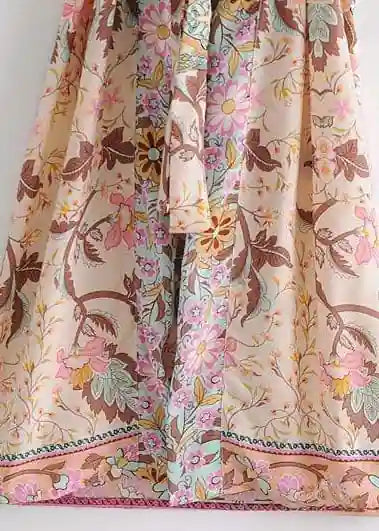 Long Stylish Floral Boho Kimono