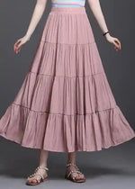 Long flared Boho skirt in solid color