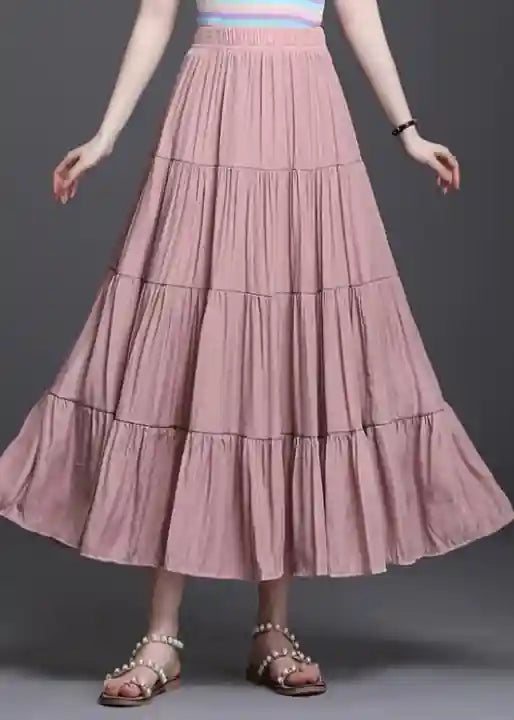 Long flared Boho skirt in solid color